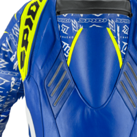 Кожен мото екип с гърбица SPIDI TRACK REPLICA EVO BLUE/YELLOW