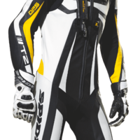 Кожен мото екип с гърбица SPIDI T-2 Neck Dps Airbag ACID GREEN/BLACK