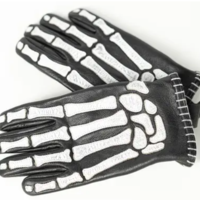 Кожени ръкавици JOHN DOE SKELETOR LEATHER BLACK/WHITE