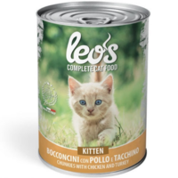 Leo’s Kitten с пилешко и пуешко – хапки с пилешко и пуешко – за подрастващи котенца, 415 гр