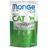 Monge Grill Adult със заешко – пауч с хапки в желе – за котки в зряла възраст, 85гр