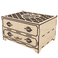 Дървена лазерно гравирана и изрязана кутия за бижута