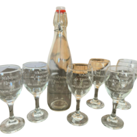 Стенна поставка за алкохол с гравирана бутилка и 6 персонализирани чаши