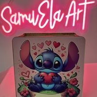 Лукс дървена касичка с цветен UV печат Stitch