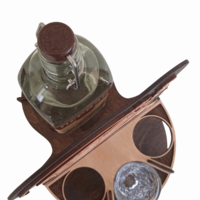 Поставка за алкохол за бутилка и три чаши-Рибар