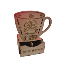 Дървена поставка за кафе и чай с чекмедже