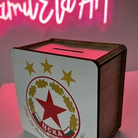 Лукс дървена касичка с цветен UV печат ЦСКА