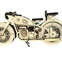 Дървен мотор с кош за кенче бира