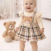 Бебешки комплект рокля с мече и рипсено боди – 2 части