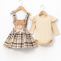 Бебешки комплект рокля с мече и рипсено боди – 2 части