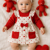 Kомплект за момиченце с червени сърчица