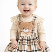 Бебешки комплект рокля с мече и рипсено боди – 2 части