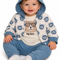 Бебешки комплект Big Bear с яке и качулка – син