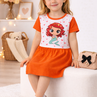 Оранжева детска рокля с русалка и сърчица