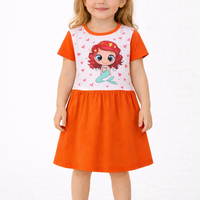 Оранжева детска рокля с русалка и сърчица