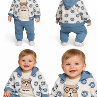 Бебешки комплект Big Bear с яке и качулка – син