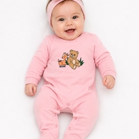 Бебешки гащеризон Teddy Friends Pink