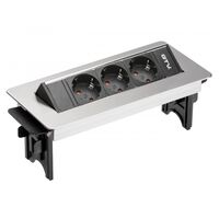 Pop-up контакт за вгражд., 3х Schuko, без корпус, сребрист GTV