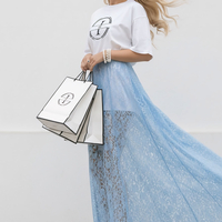 Sky Lace Layer Skirt – дълга прозрачна дантелена пола