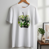 Дамска тениска Pearl Apple – oversize модел с артистичен принт