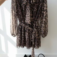 Feline – Леопардова ефирна рокля с панделка