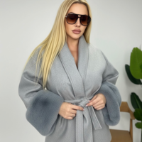 Grey Luxe – елегантно късо палто с колан и пухкави маншети