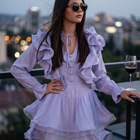 Bella Blue – елегантна синя рокля с волани