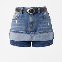 Indigo Denim – Дънкова пола-панталон с висока талия и черен колан