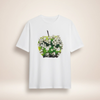 Дамска тениска Pearl Apple – oversize модел с артистичен принт