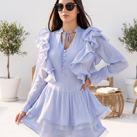 Bella Blue – елегантна синя рокля с волани