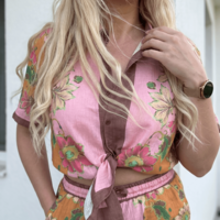 Дамски ленен сет Floral Bloom