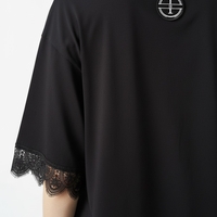 Черна памучна casual рокля с дантела Lace