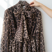 Feline – Леопардова ефирна рокля с панделка