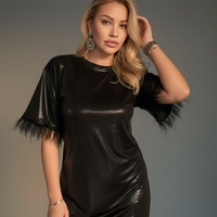 Черна мини рокля с пера DIVA