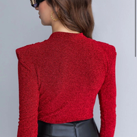 “Shine Motion Bodysuit” red  – Блестящо парти боди