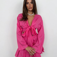 FASHION BLOOM Комплект от пола и риза с панделка Pink