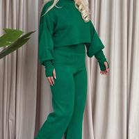 Cozy Elegance Set Green - плетен комплект с пуловер и панталон