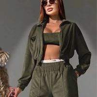 “ Rose Set “ green - спортен екип от велур – 3 части
