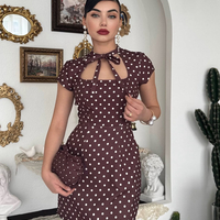 “Paris Chic” brown - Елегантна рокля на точки