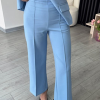 “Back Charm” Blue -  Костюм от елек с гол гръб и широк панталон
