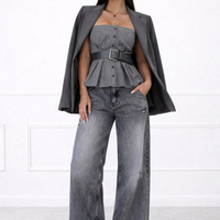 Дънки “Urban Edge” dark с висока талия и накъсани крачоли