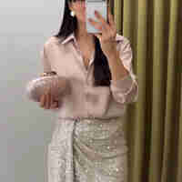 Midnight Satin Shirt Beige- сатенена риза