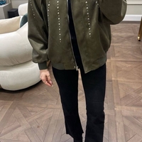 Bomber Chic  Green – яке/бомбър от набук с кабзи