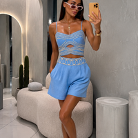 “ Summer Glow” blue – топ и къси панталони