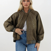 Bomber Chic  Green – яке/бомбър от набук с кабзи