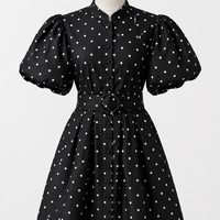 “ Luna Pois Linen Dress“ black - рокля