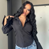 Риза с подчертан силует и връзки на талията - Black