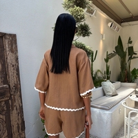 Summer Ease Brown  – Комплект риза с къс ръкав и панталонки