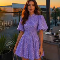 “ Luna Pois Linen Dress“ purple - рокля