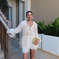 “Rosé Chic” Crema - Ефирна рокля с волани